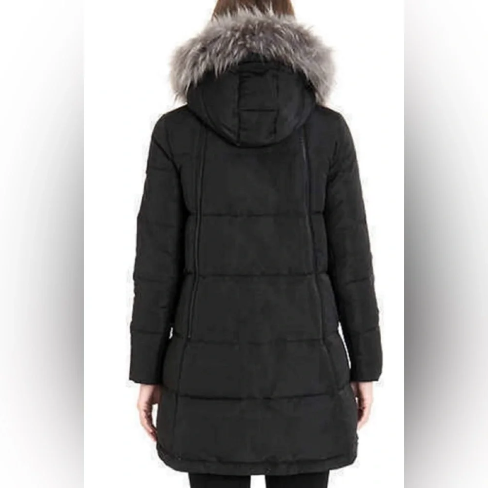 Derek Lam 10 Crosby Women's Black Puffer down Coat with Faux Fur Trim - Picture 2 of 11